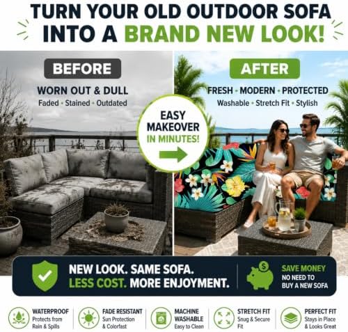 8 Pcs Outdoor Cushion Covers, Patio Sofa Cushion Covers Replacement - Image 3