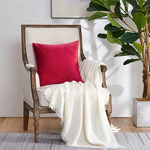 GIGIZAZA Red Velvet Pillow Covers 20x20 Decorative Pillows Pack of 2 - Image 6