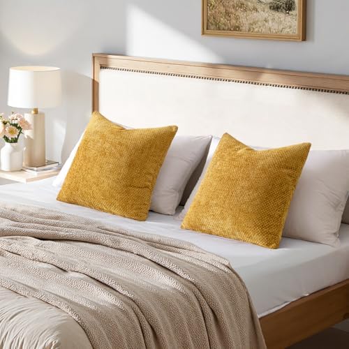 MIULEE Decorative Couch Throw Pillow Covers 22x22 in Mustard Yellow 2 Pack - Image 3