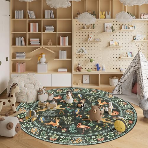 DUKINO 6ft Round Rug for Bedroom, Washable Soft Non Slip Circle Rug, Black - Image 6