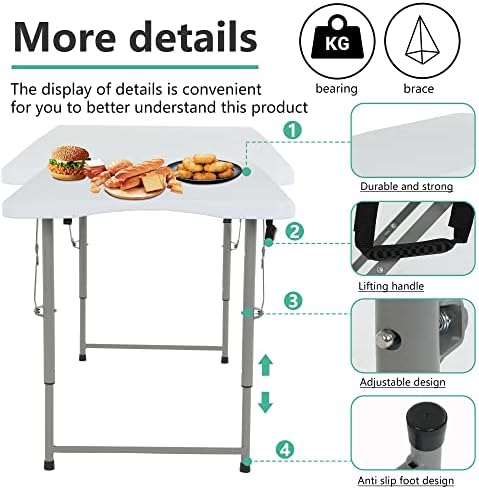 FDW | 4FT Folding Table | White | Portable Plastic Table - Image 4