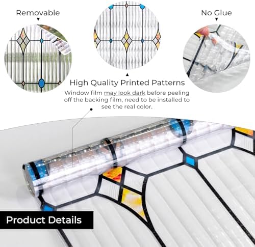 ADD.HERES Window Privacy Film, Stained Glass Window Film, 35.4" x 78.7" - Image 2