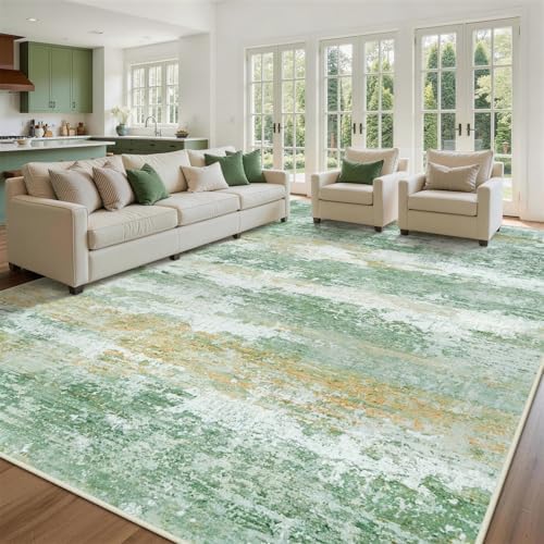 Aelenmu 10x14 Area Rugs for Living Room Washable Dining Room Green - Image 3
