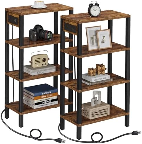 TUTOTAK Narrow Side Table Set of 2, Small End Table with Charging Station by ChoosetutotakFurnitureBuildYourCozyHome