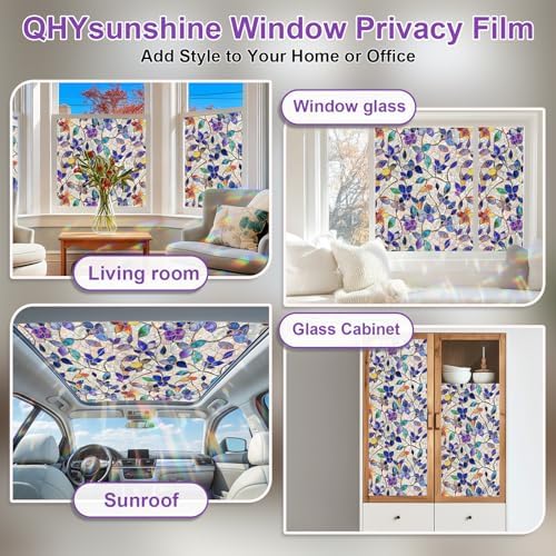Stained Glass Window Privacy FilmDecorative Rainbow Static Clings -ldeal for Home &Office,Adhesive-Free,Removable, Uv-Blocking (Purple Rainbow, 35.4 X 157.4 in) - Image 6