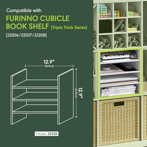 Furinno Cubicle 3-Shelf Cube Insert, 3-Tier Cube Organizer, White - Image 3
