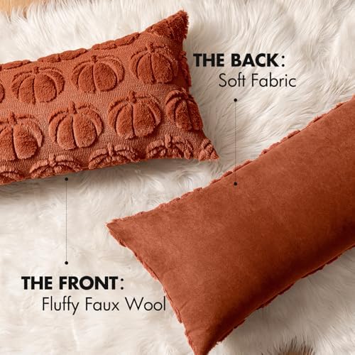 MIULEE Fall Pillow Cover Pumpkin Fall Decor Lumbar 14x36 Rust - Image 6