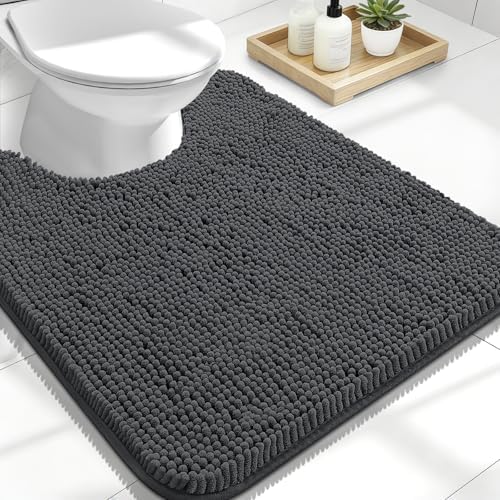 OLANLY Toilet Rugs U-Shaped 24x20, Soft Absorbent Chenille Contour Rugs by OLANLY
