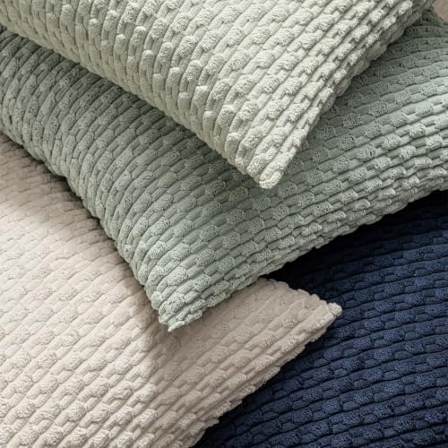 MIULEE Euro Sham Decorative Throw Pillow Covers 24x24 Grey Green Corduroy - Image 4
