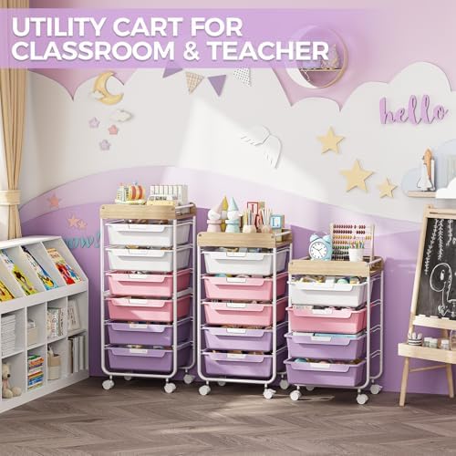 SYKIARIOL Rolling Storage Utility Cart with 5 Drawers,Purple - Image 7