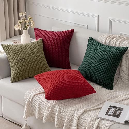 MIULEE Decorative Throw Pillow Covers 18x18 Dark Green Textured Corduroy - Image 4
