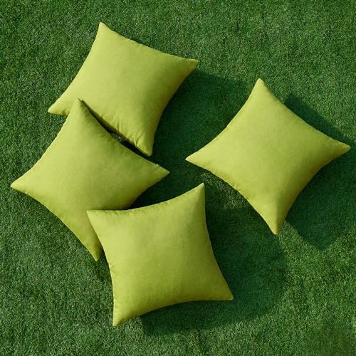 MIULEE Pack of 4 Decorative Outdoor Throw Pillow Covers Linen Waterproof Pillow Covers Summer Farmhouse Cushion Cases for Patio Garden Tent Balcony Couch Sofa 18x18 Inch Moss Green - Image 4