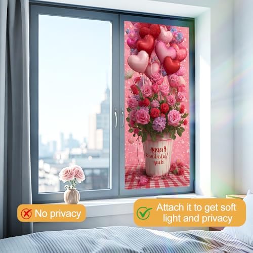 Cmialusie Valentine Heart Window Film 39.3 x 17.3 Inch Cling - Image 3