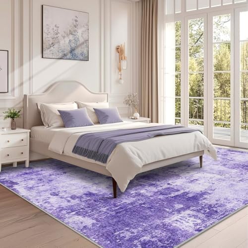 RELEANY Washable 9'x12' Abstract Area Rug for Living Room Purple - Image 2