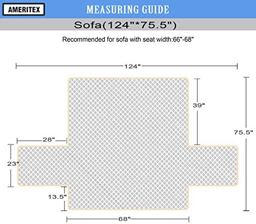 Ameritex Couch Sofa Slipcover 100% Waterproof Nonslip Quilted Furniture Protector Slipcover for Dogs, Children, Pets Sofa Slipcover Machine Washable (Light Grey, 68") - Image 2
