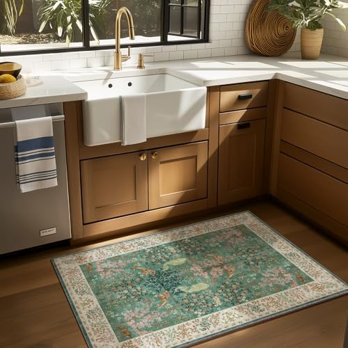 2x3 Washable Throw Rugs for Entryway: Small Area Rug Door Mat Indoor Entrance Non-Slip Low Pile Soft Kitchen Rug for Front Door Indoor Entrance Entry Bedroom Kids Room - Image 2