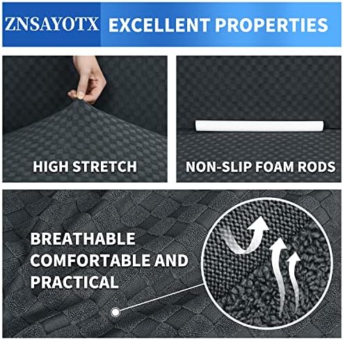 ZNSAYOTX 1 Piece Jacquard Chair Slipcovers for Living Room High Stretch Chair Covers with Arms Anti Slip Pets Friendly Couch Sofa Armchair Cover Furniture Protector (Chair, Dark Grey) - Image 4