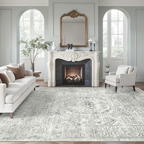Soalmost Washable Area Rug 8x10 Large Soft Living Room Rugs Light Gray by Soalmost