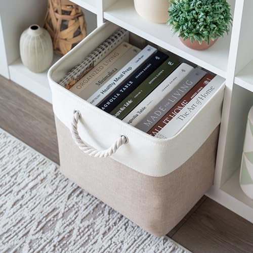 OrganiHaus 13x13 Cube Storage Bins, 4-Pack Fabric Cubes, Rope Handles - Image 4