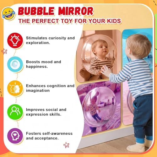 Geiserailie 4 Pcs Sensory Wall Bubble Mirrors, 10 x 10 Inch, CPC Certified - Image 5