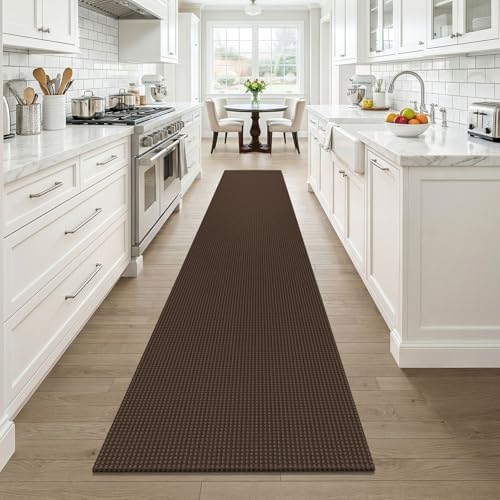 KOZYFLY Cotton 2x12 Runners Rugs for Hallway, Long Washable Runner Rug, Woven Non Slip Kitchen Runner, Braided Entryway Rug, Floor Carpet for Entry, Aisle, Hall, Brown/Dark Brown - Image 2