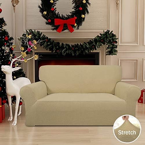 Easy-Going Stretch Loveseat Couch Covers Washable Beige - Image 2