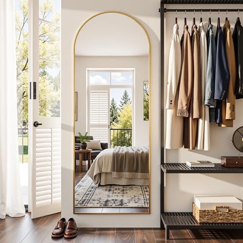 58"x18" Arched Full Length Mirror, Full Body Mirror, Gold - Image 2