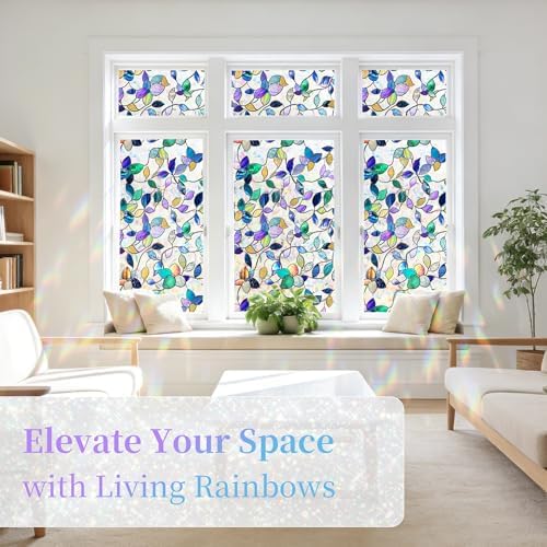 Finnez Window Privacy Film, Stained Glass Rainbow, Colorful, 23.6" x 78.7" - Image 2