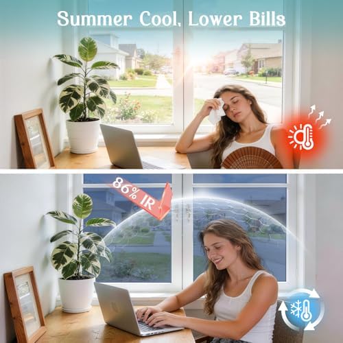 Haton Window Tint for Home, One Way Film, Blue Silver 17.5" x 78.7" - Image 2