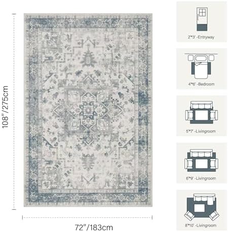 Rugxara 6x9 Washable Area Rug for Living Room,Light Blue Grey - Image 2