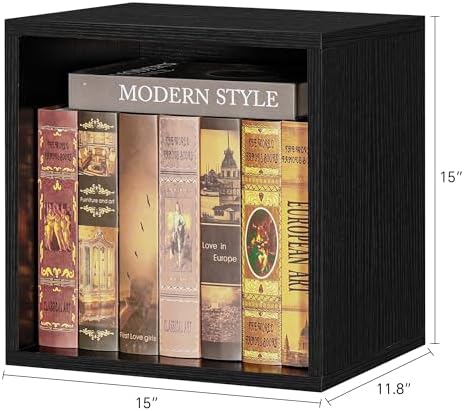 FUSUNBAO Magic DIY Cube Storage Organizer Stackable Cubes for Home Books Clothes Toy-Modular Cubby Storage System-Office Cubical-Bookcase Closet (Black, General Cube) - Image 3
