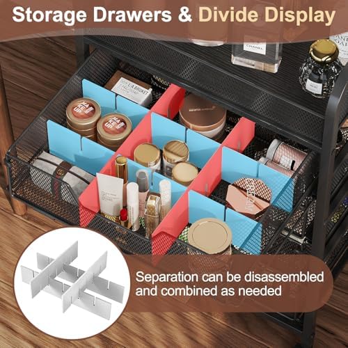 Hongtamoya Makeup Cart Organizer with 4 Drawers, Vanity Storage Organizer, Large Floor Skincare Organizers Cosmetics Display Cases for Skin Care Perfume Nail Polish, Black - Image 2