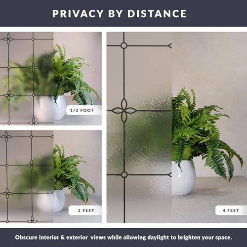 Victoria Window Privacy Film by Artscape - Textured Leaded Glass Design, Static Cling, Allows Natural Light in, UV Protection, Non-Adhesive Water-Applied Installation, Made in USA - 36 x 72 Inch - Image 4