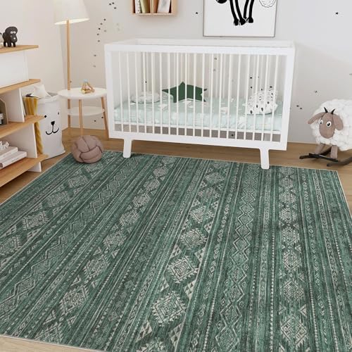 Nakagishi Area Rugs 9x12 Living Room: Washable Boho Large Neutral Modern Soft Farmhouse Green Rug Stain Resistant Indoor Floor Non-Slip Carpet for Women Home Enthusiasts Aged 25-45 - Bedroom Room - Image 7
