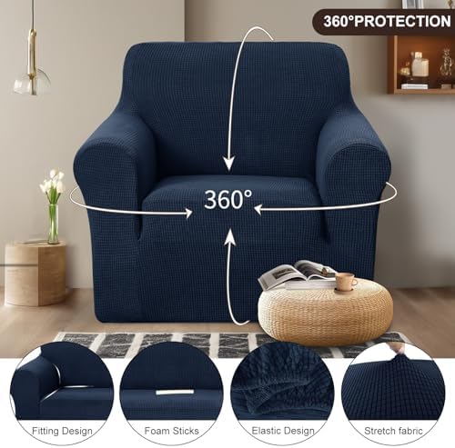 U-NICE HOME Stretch Recliner Chair Cover Armchair Slipcover, Navy - Image 3