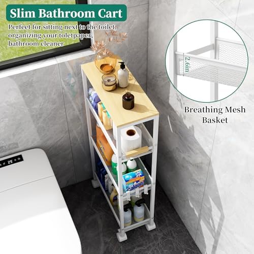 4-Tier Slim Utility Rolling Laundry Cart with Wheels, Easy to Assemble - Image 2