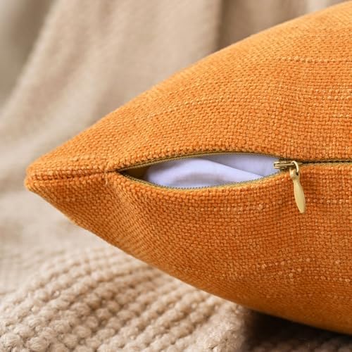 Set of 4 Soft Textured Decorative Throw Pillow Covers 12X20 Inch Cozy Farmhouse Cushion Cover Square Accent Pillow Cases for Bed Couch Sofa Living Room, Orange - Image 3