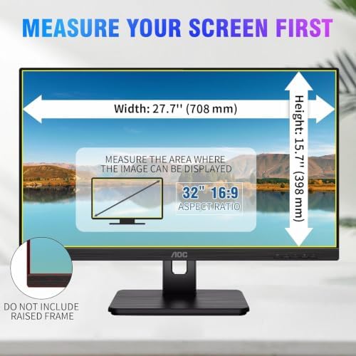 [2026 New] 32 Inch Computer Privacy Screen Filter for 16:9 Aspect Ratio Widescreen Monitor Removable Computer Monitor Privacy Shield - Eye Protection Anti Glare Blue Light Filter - Image 3