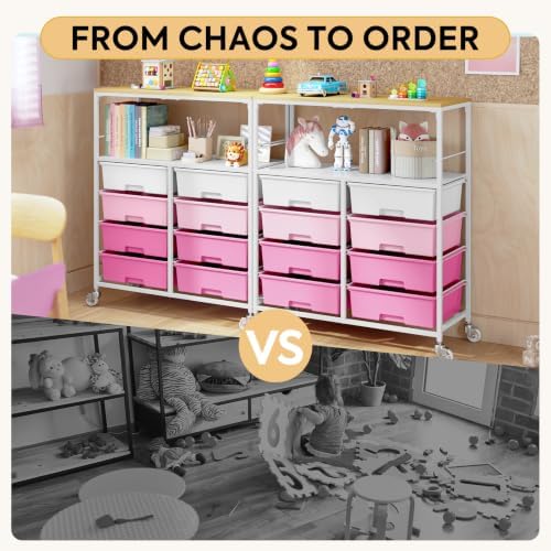 APEXCHASER Rolling Storage Cart with 8 Large Drawers, Wooden Tabletop - Image 4