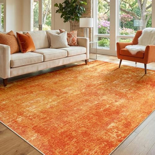 RELEANY Washable 5'x7' Abstract Area Rug for Living Room Orange by RELEANY