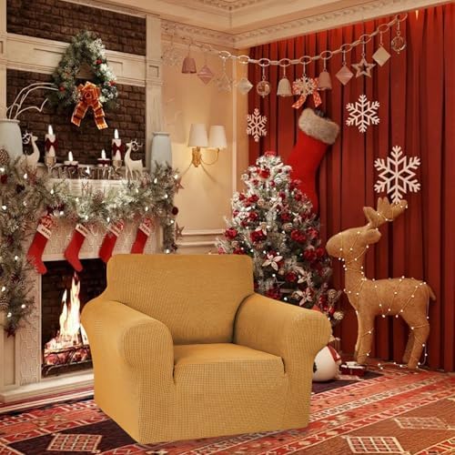 KEKUOU Stretch Chair Sofa Slipcover, Single Couch Cover,Golden - Image 2