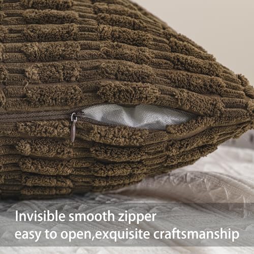 Aegero Pack of 2 Corduroy Decorative Throw Pillow Covers 22x22 Inch, Green - Image 3