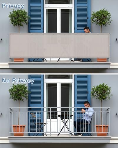 SUNLAX Waterproof Balcony Privacy Screen 3'x10' Taupe Fence Cover - Image 2