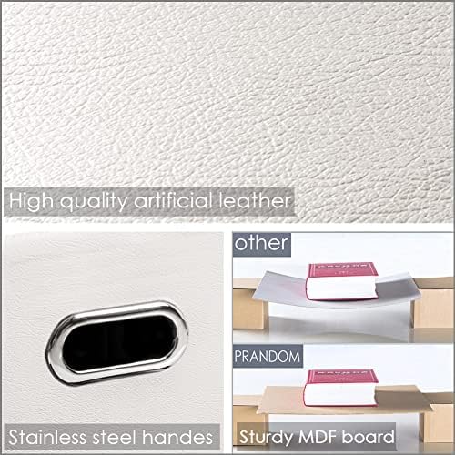 PRANDOM Foldable Storage Bins with Lids [5-Pack] Leather Fabric Collapsible Storage Boxes Organizer Containers Baskets Cube with Cover for Bedroom Closet Office Nursery White (14.9x10.8x10) - Image 3