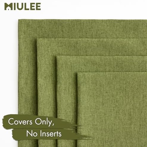 MIULEE Pack of 4 Decorative Outdoor Throw Pillow Covers Linen Waterproof Pillow Covers Summer Farmhouse Cushion Cases for Patio Garden Tent Balcony Couch Sofa 18x18 Inch Green - Image 5
