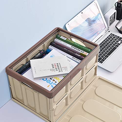 Phyllia Foldable Storage Boxes with Lids, 3-Pack Collapsible Plastic Storage Bins Organizer Containers Baskets Cub with Cover,Stackable Utility Crates Storage Box (Brown, 30L) - Image 4