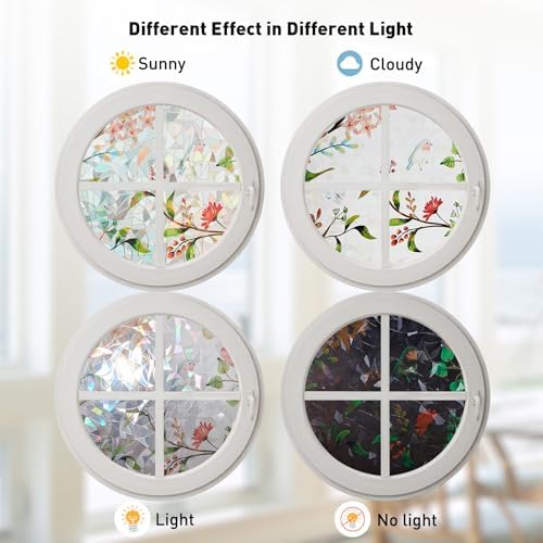 Kromapolis Window Privacy Film Floral Decorative Stickers, 23.6" x 78.7" - Image 6
