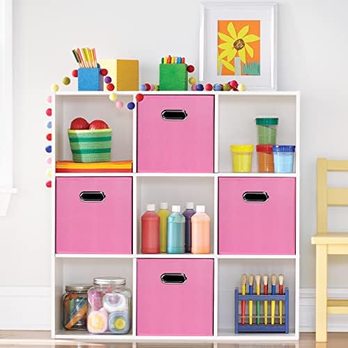 Fabric storage bins Cubes, Fabric Cube Organizer with Handle, Foldable Cube Bins for Cloth or Accessary Storage, 11x11x11, Set of 3, (Pink) - Image 5
