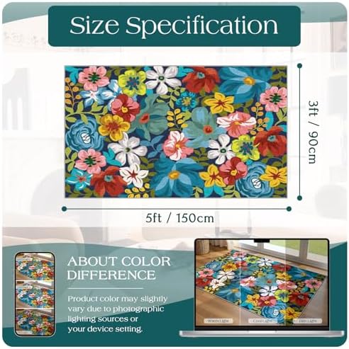 3x5 Flower Entry Rug, Washable Indoor Outdoor Mats for Front Door - Image 7