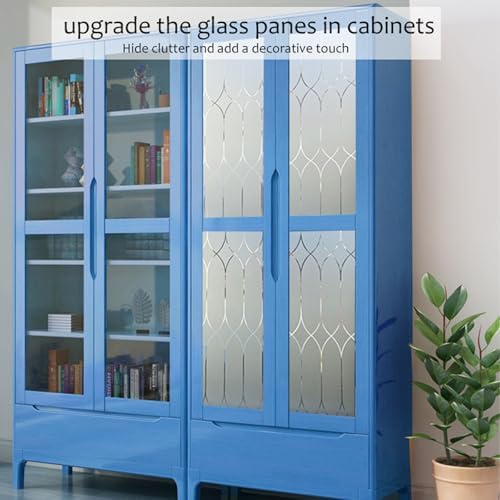 Privacy Window Film Decoration, Heat Control Window Tint for Home, Static Cling Glass Door Coverings Window Sticker Removable Non-Adhesive UV Blocking, Frosted Film w/Clear Morocco Lines, 35.4"x118" - Image 5